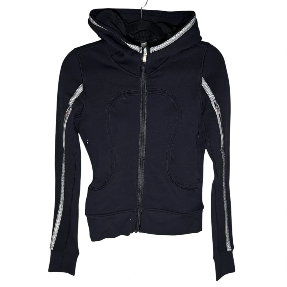 LULULEMON Special Edition Uba Hoodie Reflective Black Fitted Jacket Size 4 - Picture 9 of 12